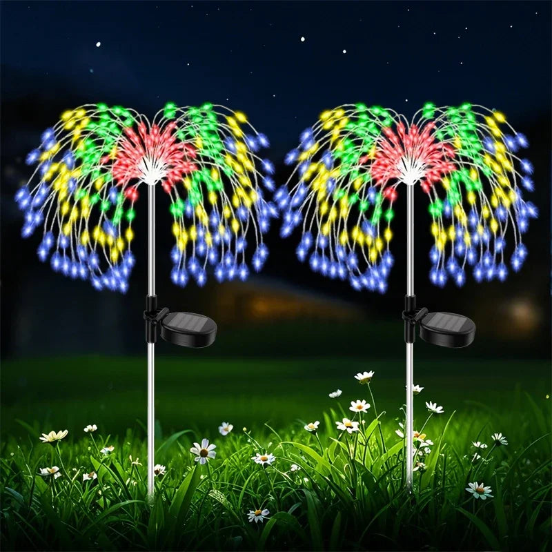 Solar-Powered Firework Garden Pathway Lights
