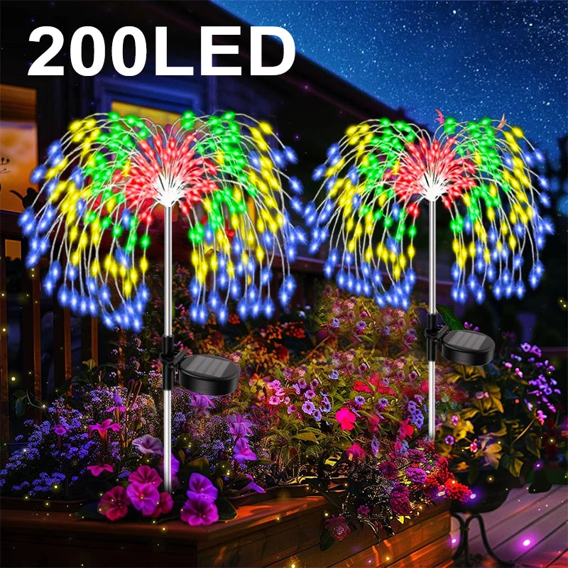200LED Solar Power Pathway Lights Firework Décor Street Lawn Solar Lights