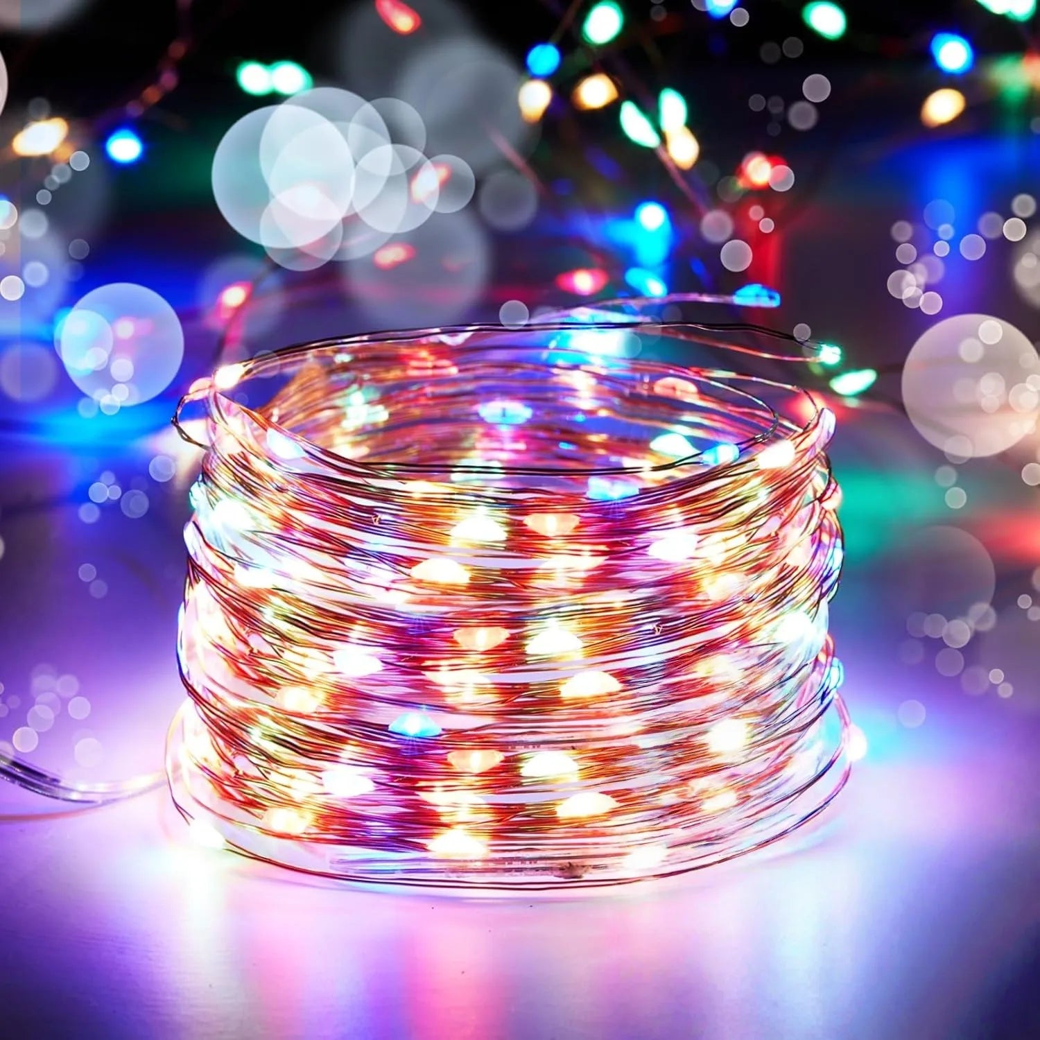 Battery-Powered Copper Wire String Lights