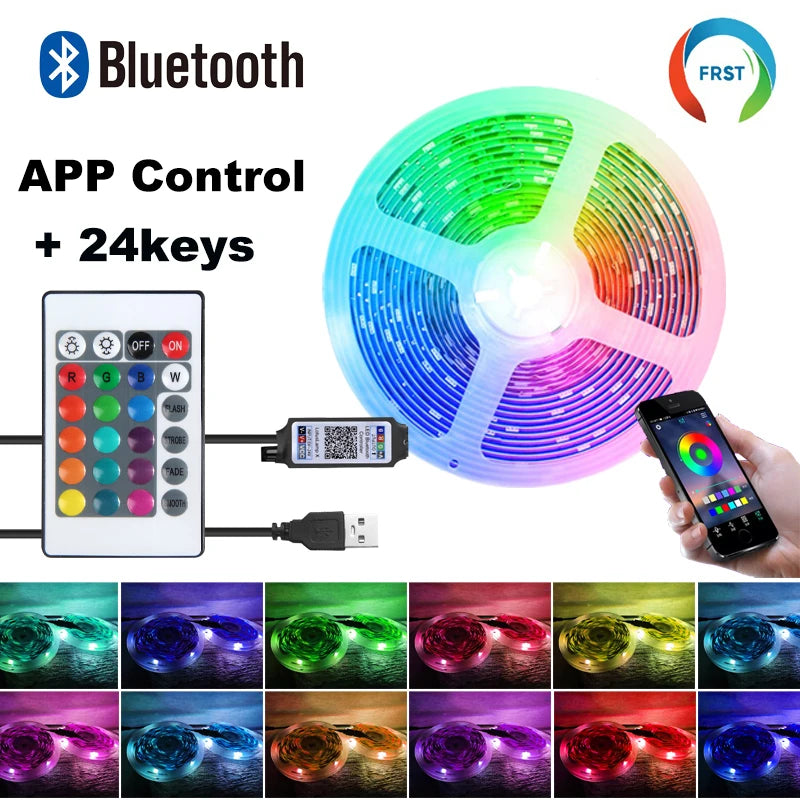 RGB LED Strip Lights with Bluetooth App Control