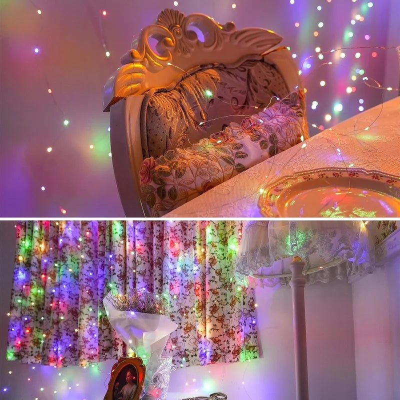 Battery-Powered Copper Wire String Lights