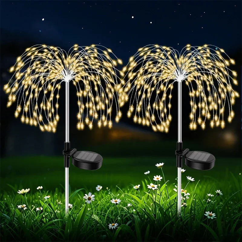 200LED Solar Power Pathway Lights Firework Décor Street Lawn Solar Lights