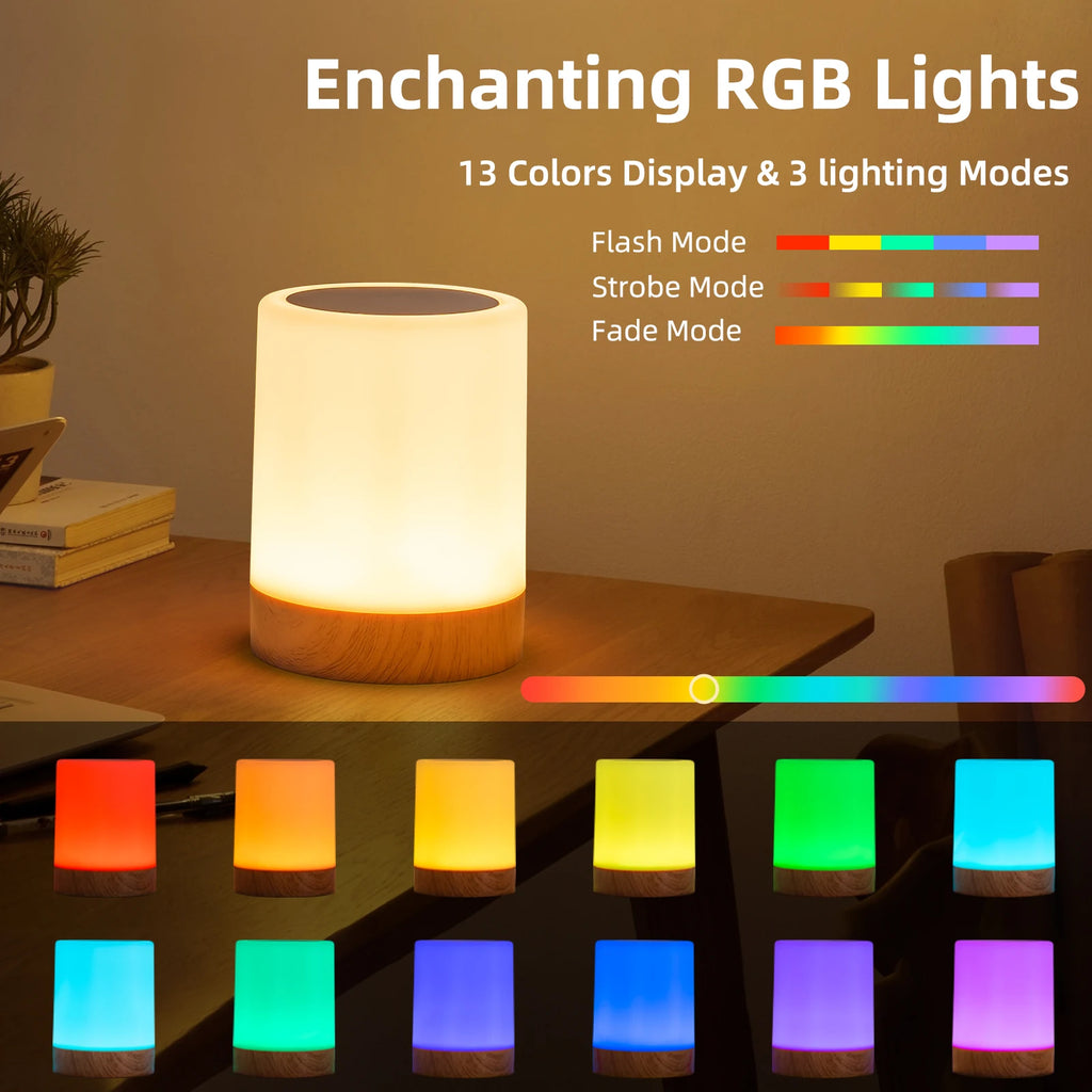 Touch Night Light With Sunrise Simulation Alarm Clock Warm White Bedside Sleeping Light Bedside Light Lamp