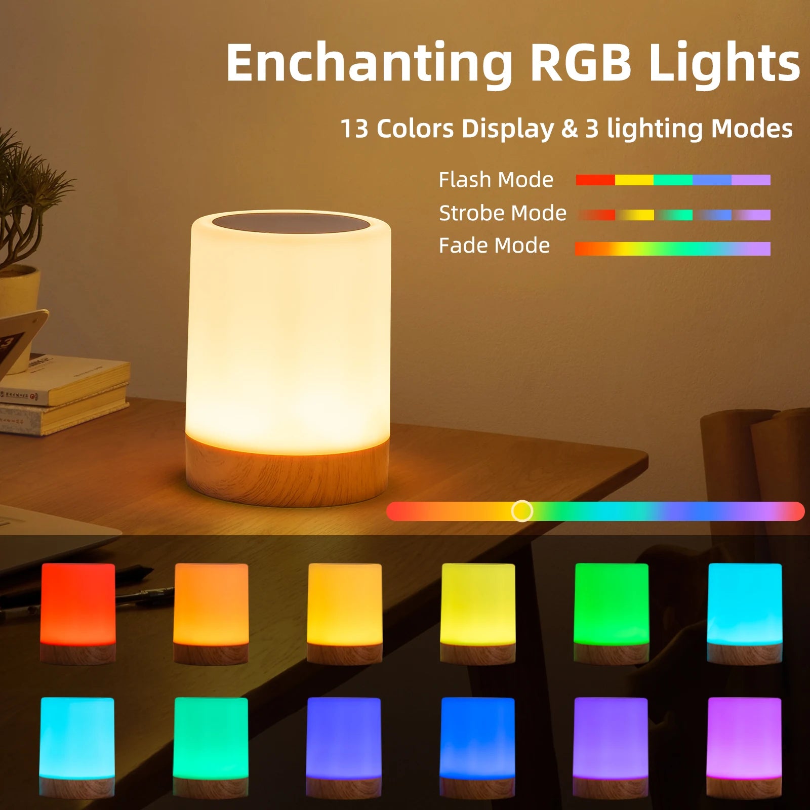 Touch Night Light With Sunrise Simulation Alarm Clock Warm White Bedside Sleeping Light Bedside Light Lamp