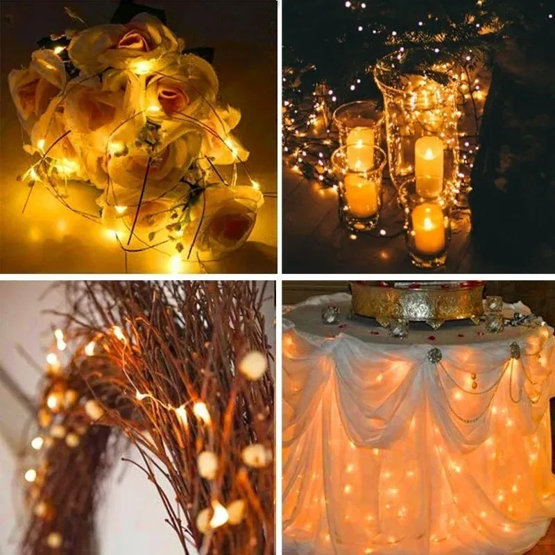 Battery-Powered Copper Wire String Lights