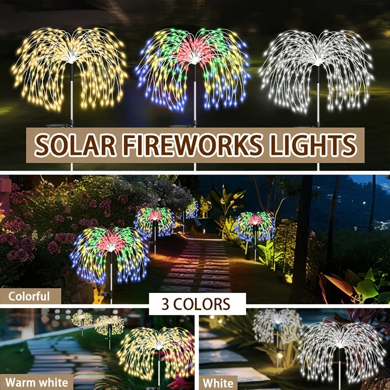 200LED Solar Power Pathway Lights Firework Décor Street Lawn Solar Lights