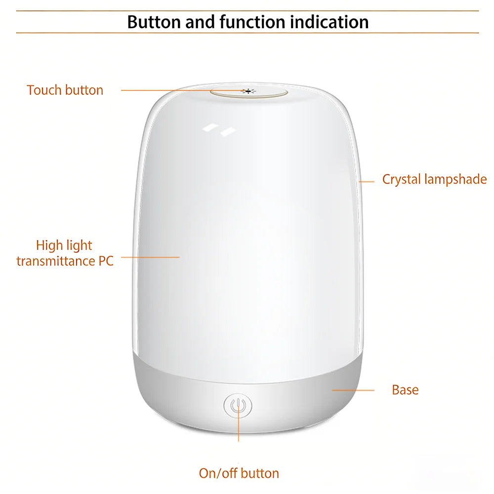 Touch Night Light With Sunrise Simulation Alarm Clock Warm White Bedside Sleeping Light Bedside Light Lamp
