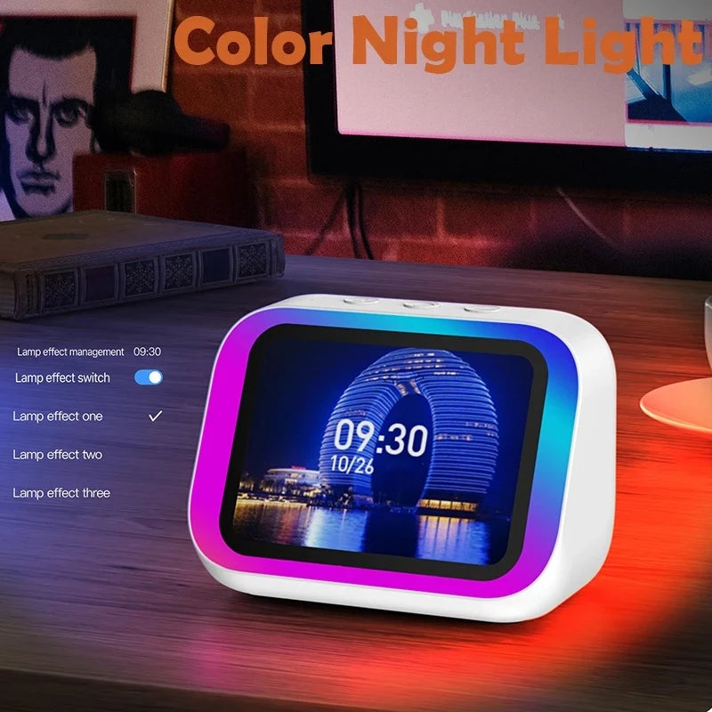 Smart Bluetooth Alarm Clock Speaker with Weather Display Night Light Music Story Player Photo Frame APP Control
