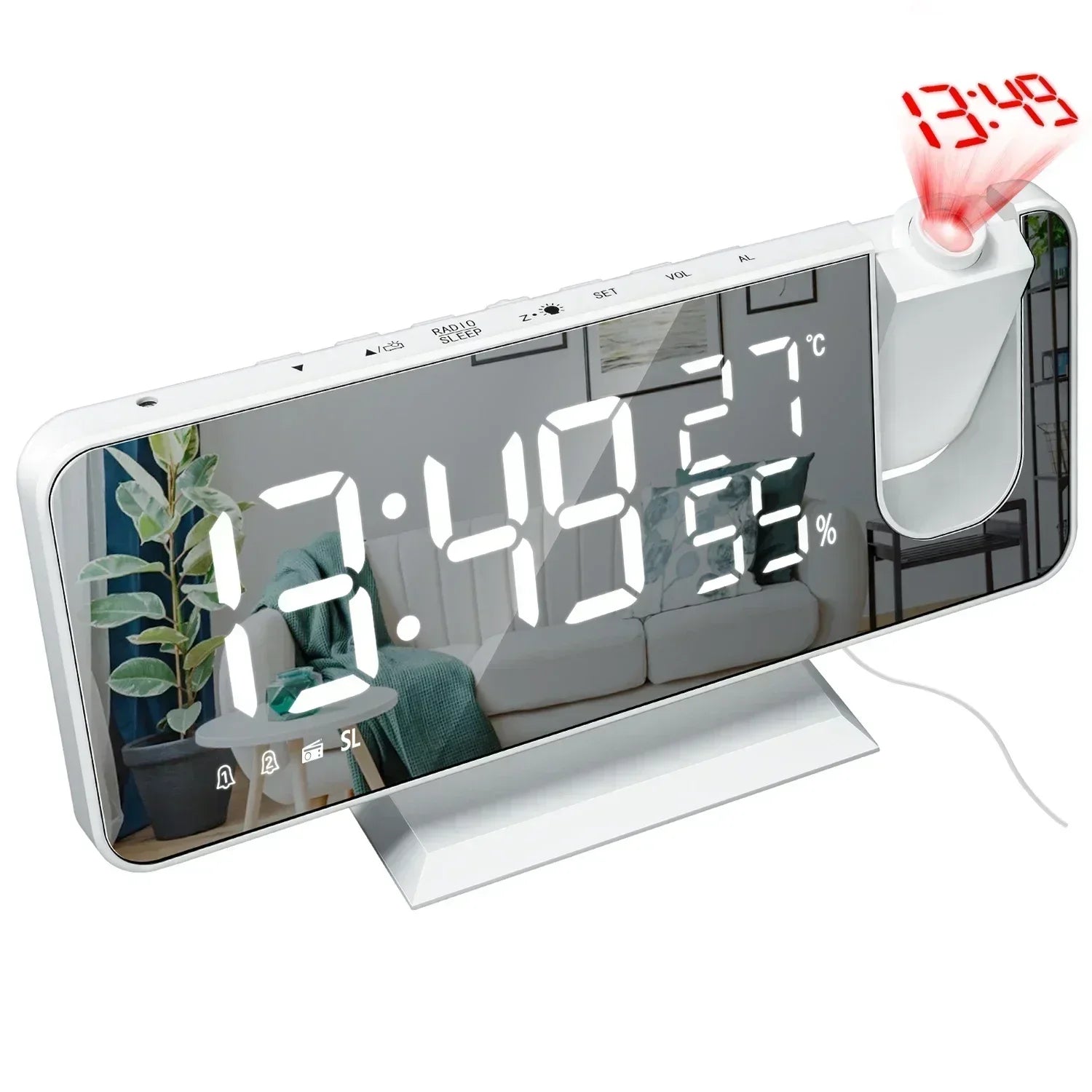 LED Projection Alarm Clock with FM Radio