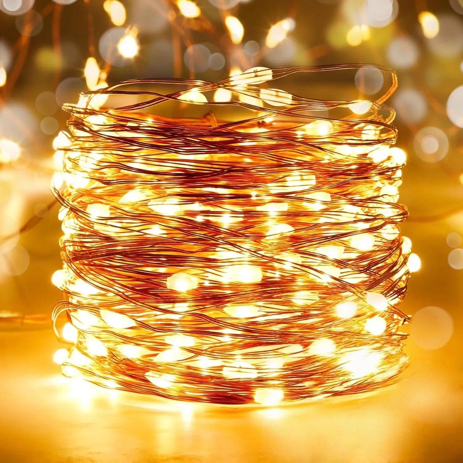 Battery-Powered Copper Wire String Lights