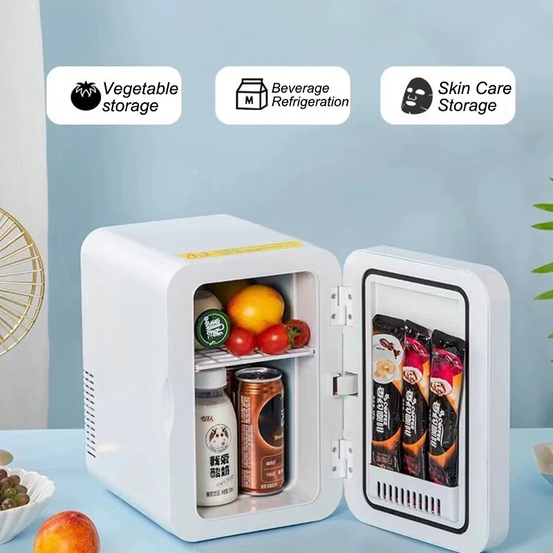 8L Mini Fridge Portable Car Home Cosmetics Fridge Outdoor Travel Camping Drink Cooler 12V/220V