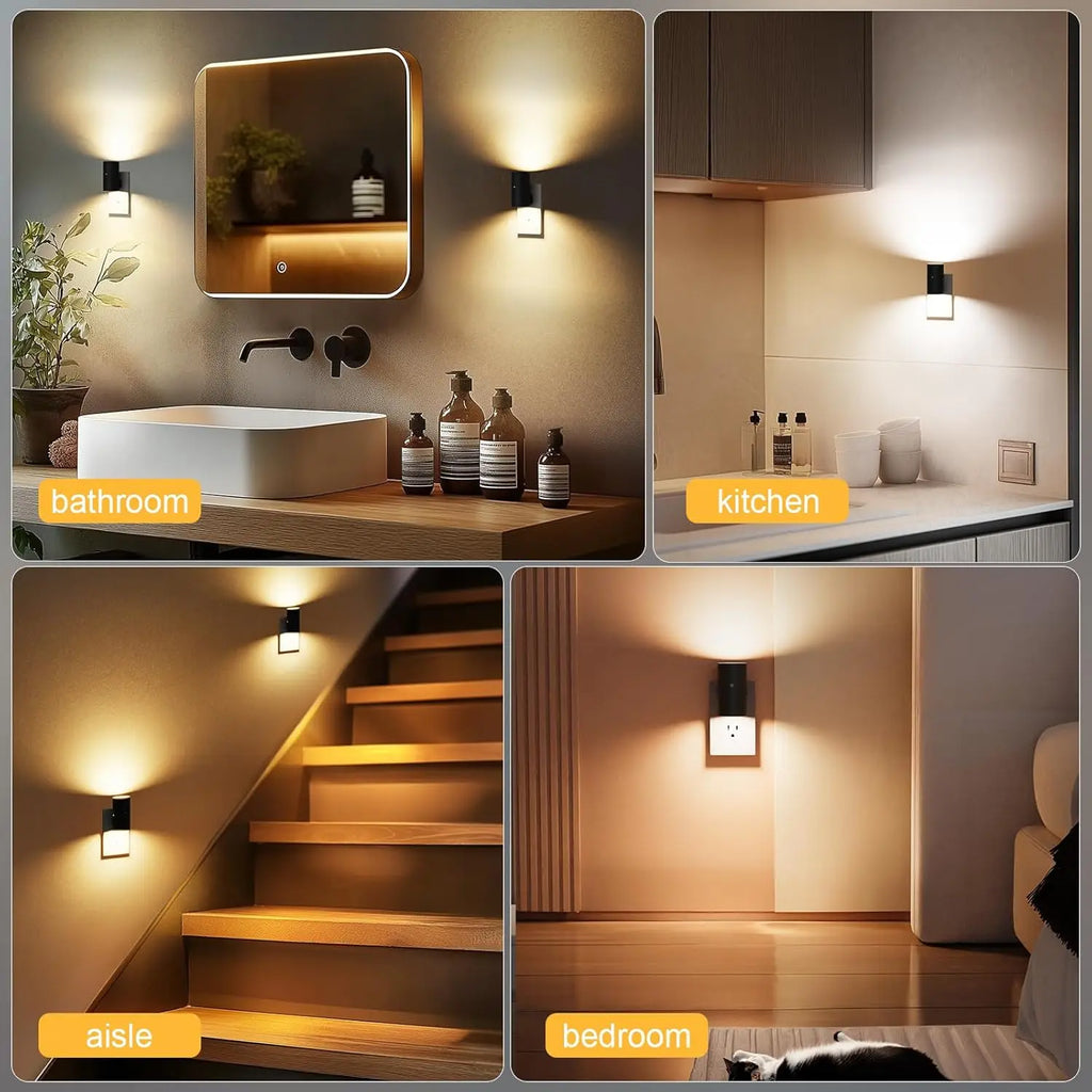 Night Light Plug Into Wall EU US UK Plug In Night Lamp With Dusk to Dawn LED Light Sensor 3 Colors Dimmable For Bedroom