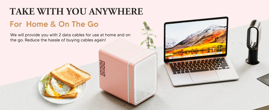 Skincare Fridge With Dimmable LED Light Mirror 4L Makeup Mini Fridge for Bedroom, Car, Office Portable Small Refrigerator