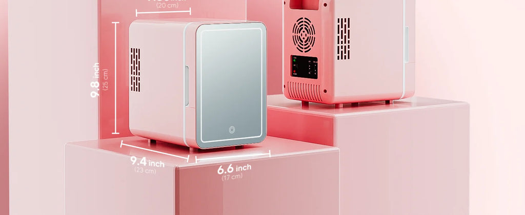 Skincare Fridge With Dimmable LED Light Mirror 4L Makeup Mini Fridge for Bedroom, Car, Office Portable Small Refrigerator