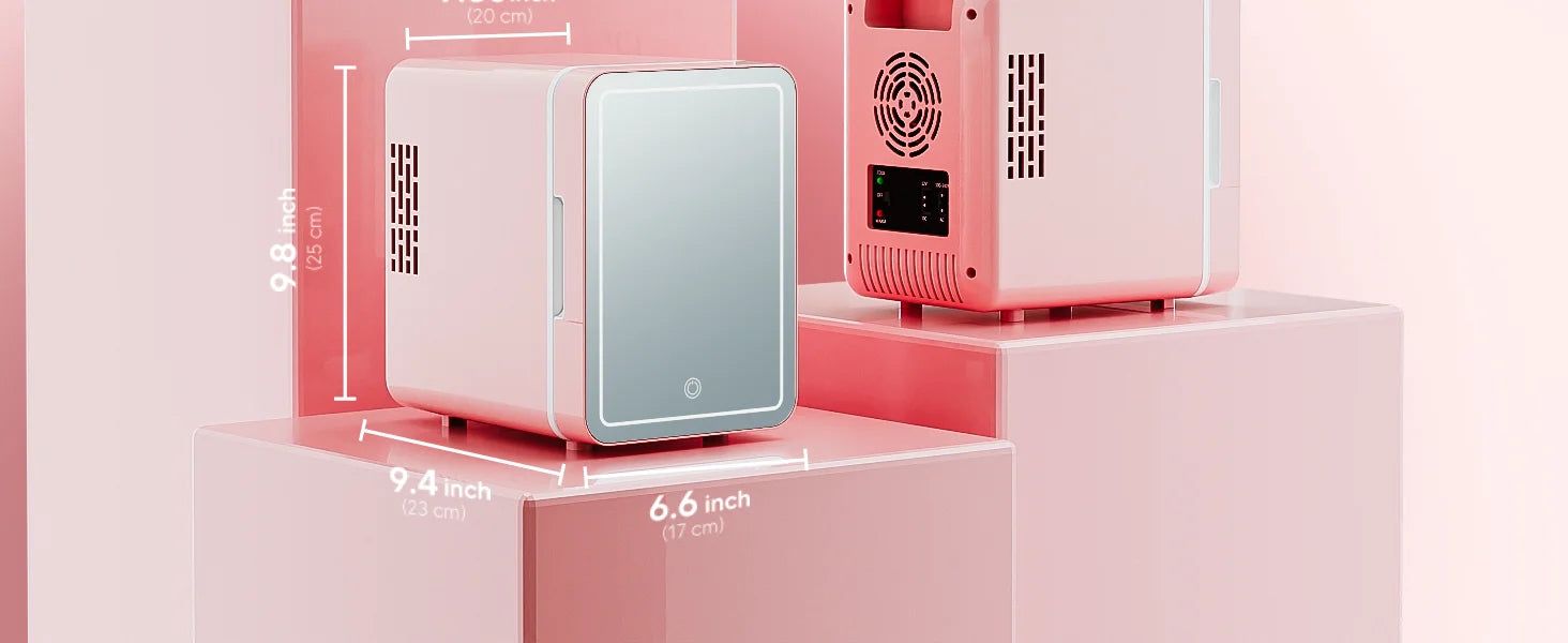Skincare Fridge With Dimmable LED Light Mirror 4L Makeup Mini Fridge for Bedroom, Car, Office Portable Small Refrigerator
