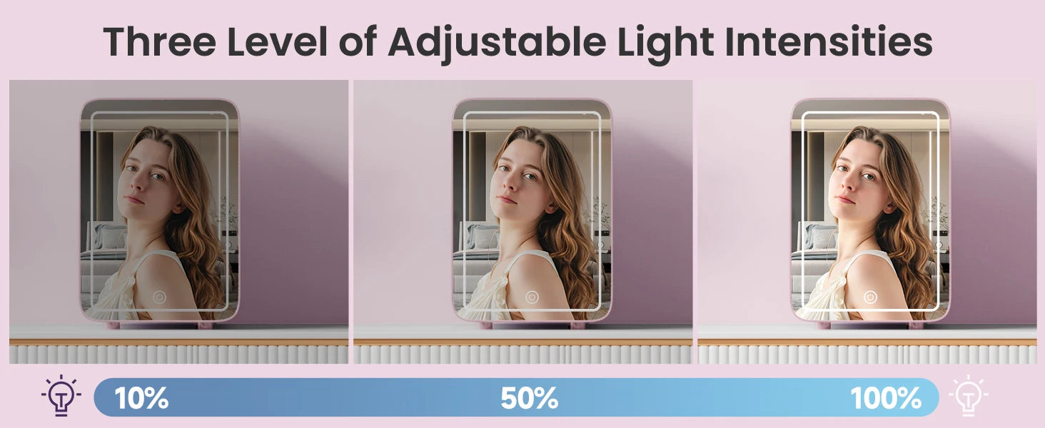 Skincare Fridge With Dimmable LED Light Mirror 4L Makeup Mini Fridge for Bedroom, Car, Office Portable Small Refrigerator
