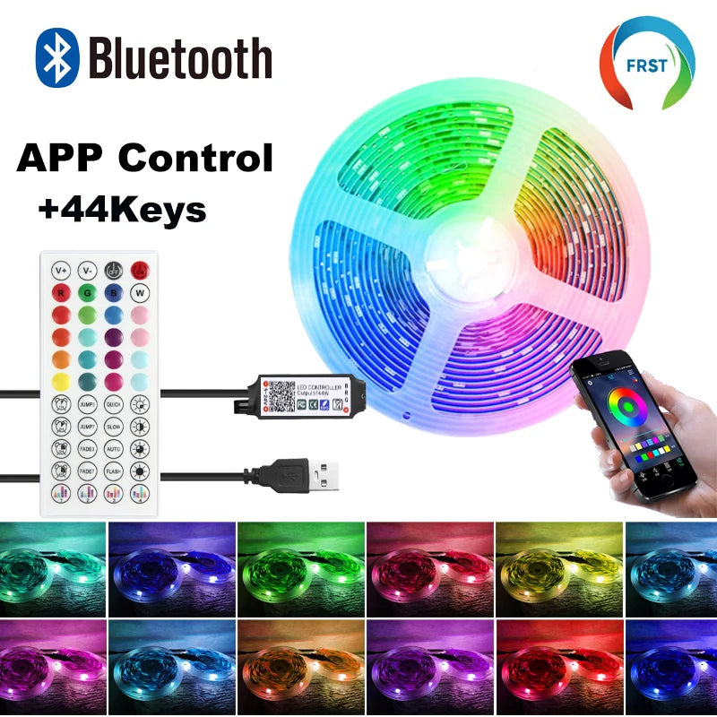 RGB LED Strip Lights with Bluetooth App Control