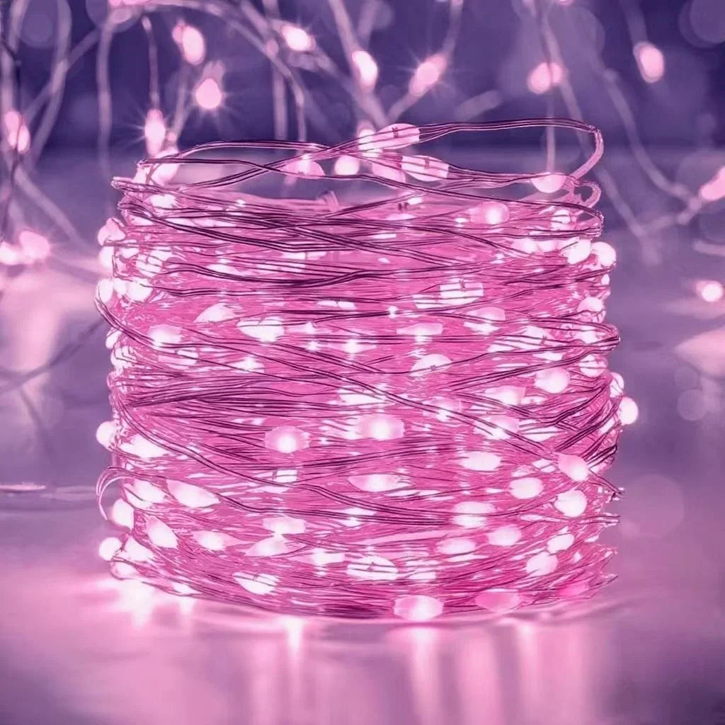 Battery-Powered Copper Wire String Lights