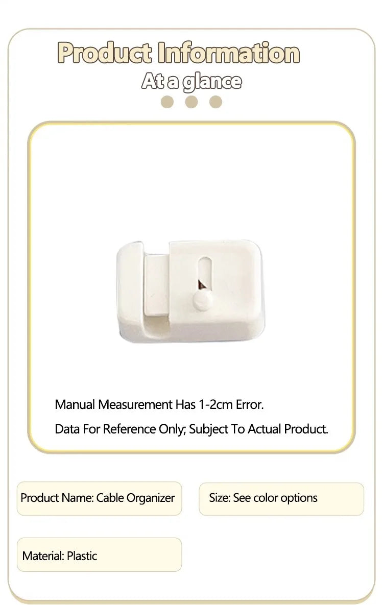 Cable Management Clip For Desk - Simple No-Drill Edge-Mounted Cord Organizer For Charging Cables And Data Wires.
