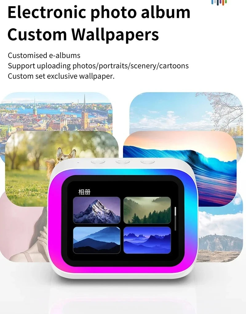 Smart Bluetooth Alarm Clock Speaker with Weather Display Night Light Music Story Player Photo Frame APP Control