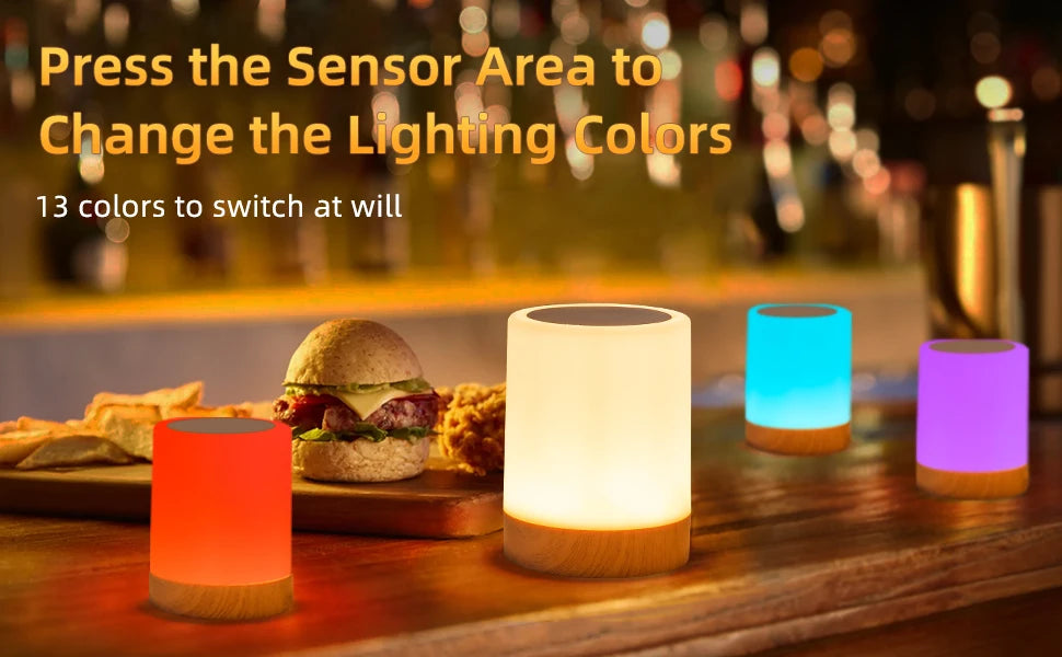 Touch Night Light With Sunrise Simulation Alarm Clock Warm White Bedside Sleeping Light Bedside Light Lamp