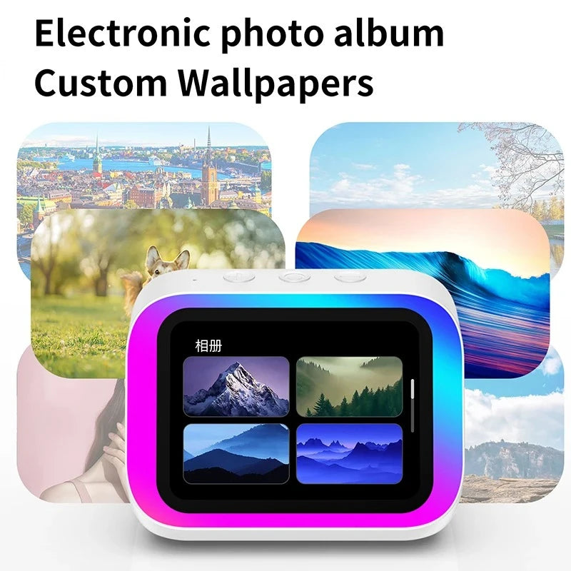 Smart Bluetooth Alarm Clock Speaker with Weather Display Night Light Music Story Player Photo Frame APP Control