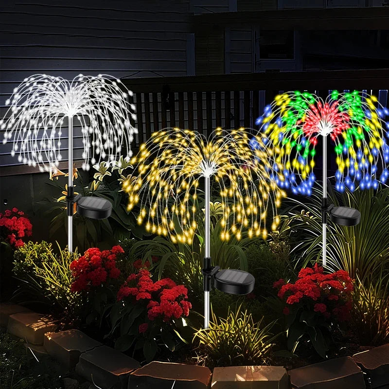 200LED Solar Power Pathway Lights Firework Décor Street Lawn Solar Lights