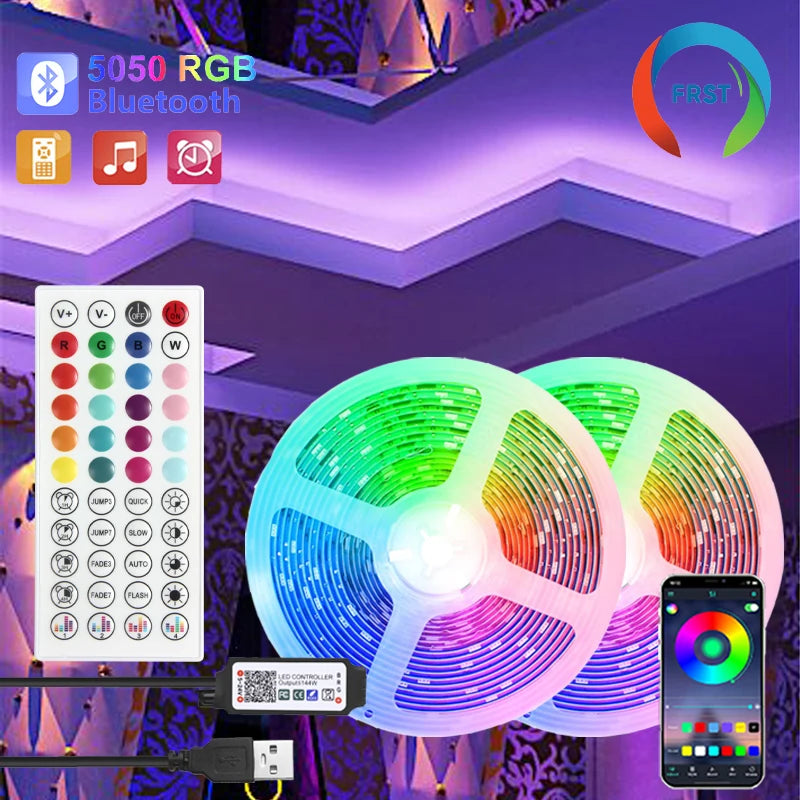 RGB LED Strip Lights with Bluetooth App Control