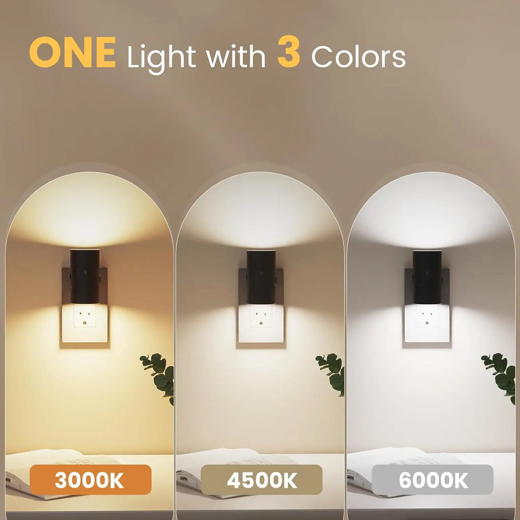 Night Light Plug Into Wall EU US UK Plug In Night Lamp With Dusk to Dawn LED Light Sensor 3 Colors Dimmable For Bedroom