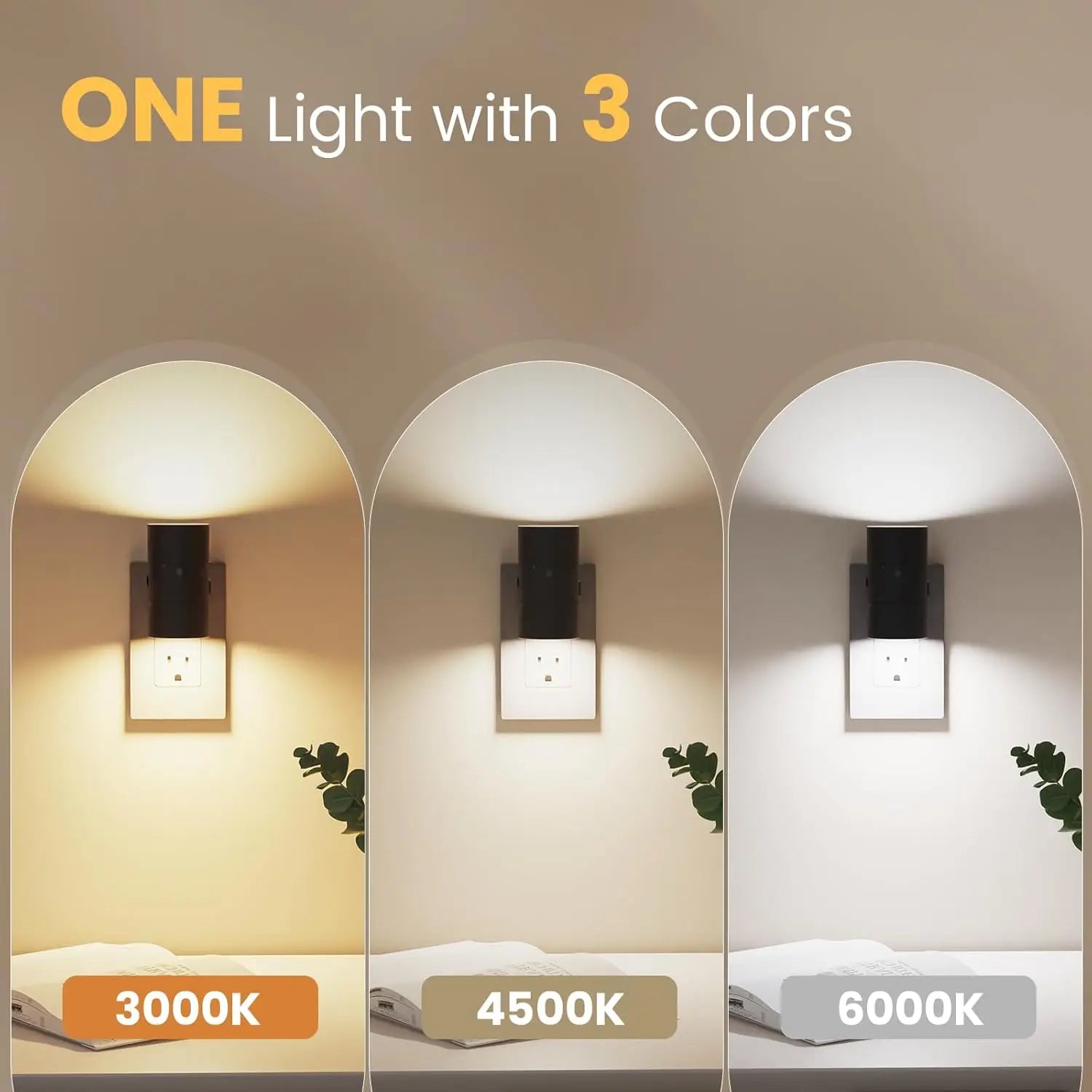 Night Light Plug Into Wall EU US UK Plug In Night Lamp With Dusk to Dawn LED Light Sensor 3 Colors Dimmable For Bedroom