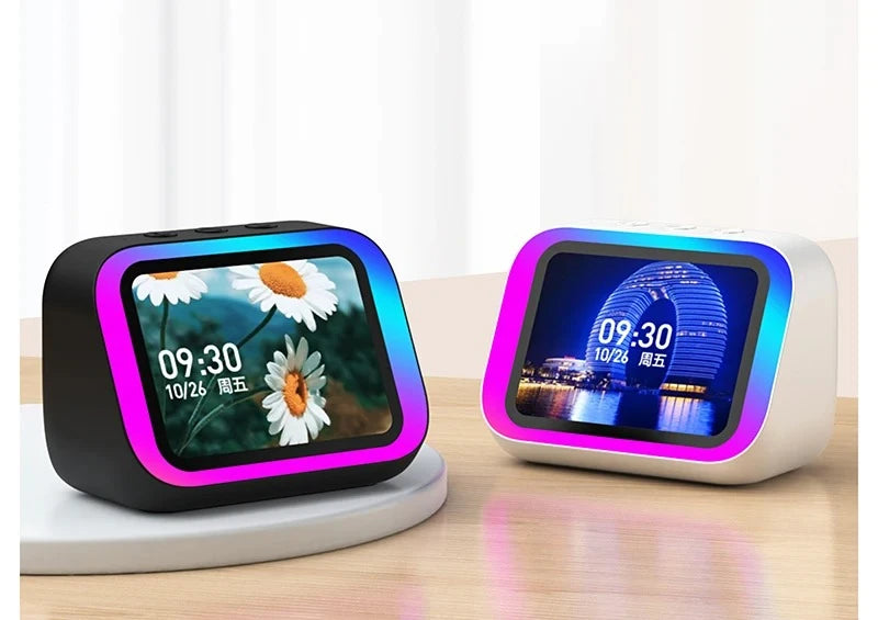 Smart Bluetooth Alarm Clock Speaker with Weather Display Night Light Music Story Player Photo Frame APP Control