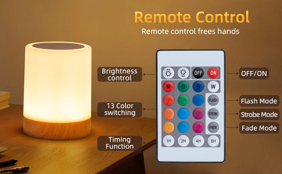 Touch Night Light With Sunrise Simulation Alarm Clock Warm White Bedside Sleeping Light Bedside Light Lamp