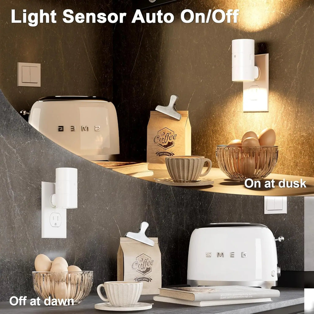 Night Light Plug Into Wall EU US UK Plug In Night Lamp With Dusk to Dawn LED Light Sensor 3 Colors Dimmable For Bedroom