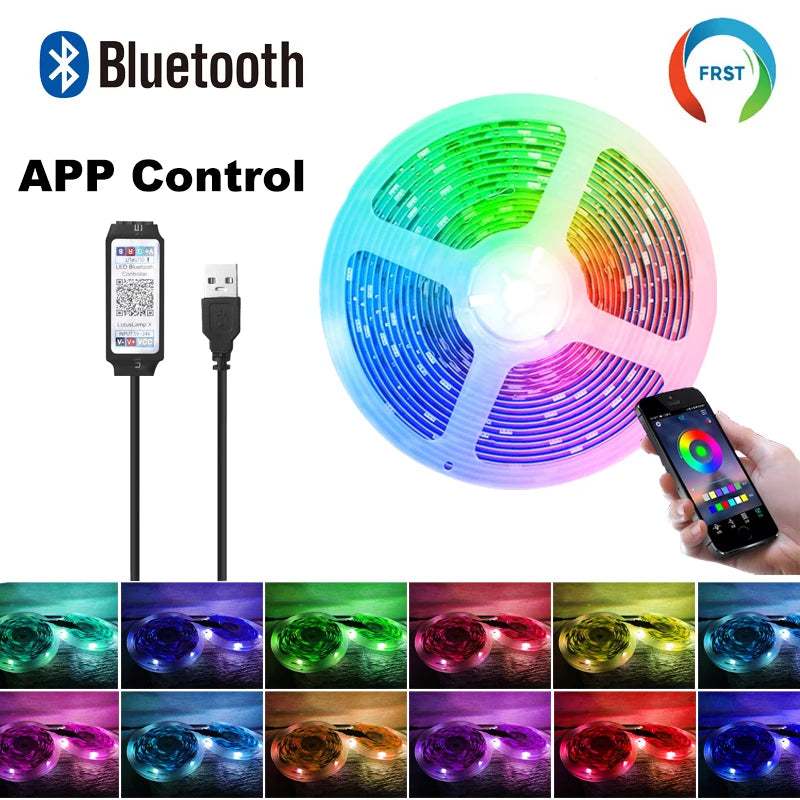 RGB LED Strip Lights with Bluetooth App Control