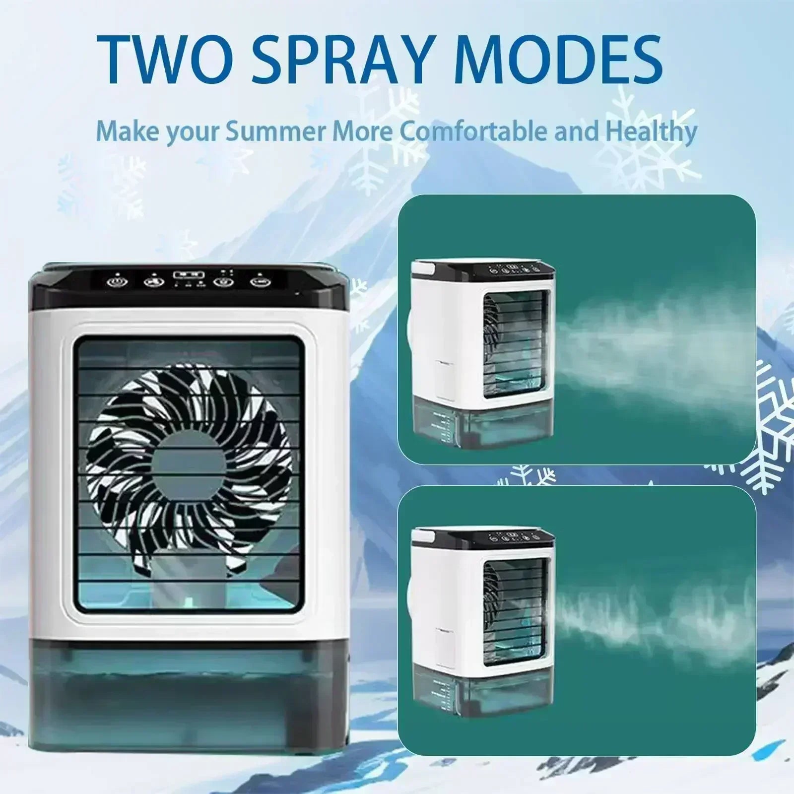 Bedroom Travel Rechargeable Mini Air Cooler 900ml Tank 3-Speed Evaporative Desk Fan with 7-Color Night Light Humidifier