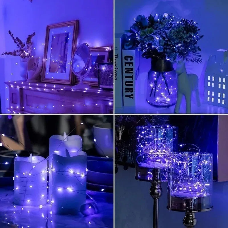 Battery-Powered Copper Wire String Lights