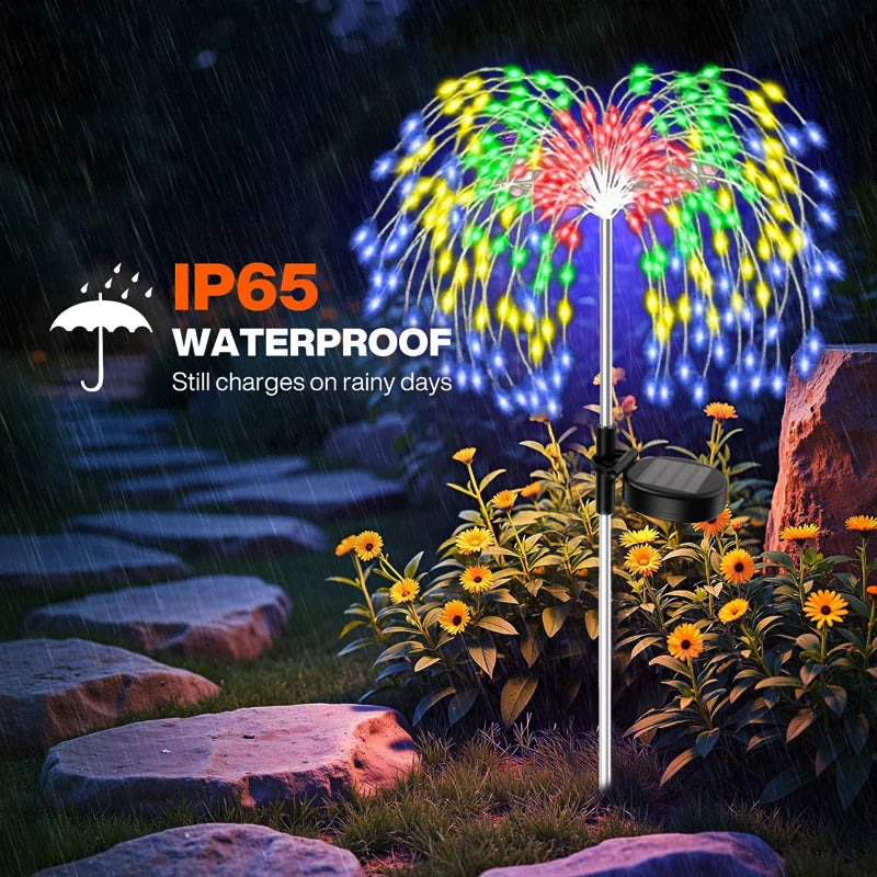 200LED Solar Power Pathway Lights Firework Décor Street Lawn Solar Lights